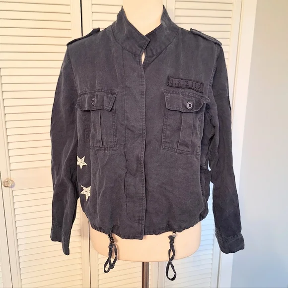 Rails Indigo Linen Military Style Jacket Medium *C7 - Picture 8 of 10